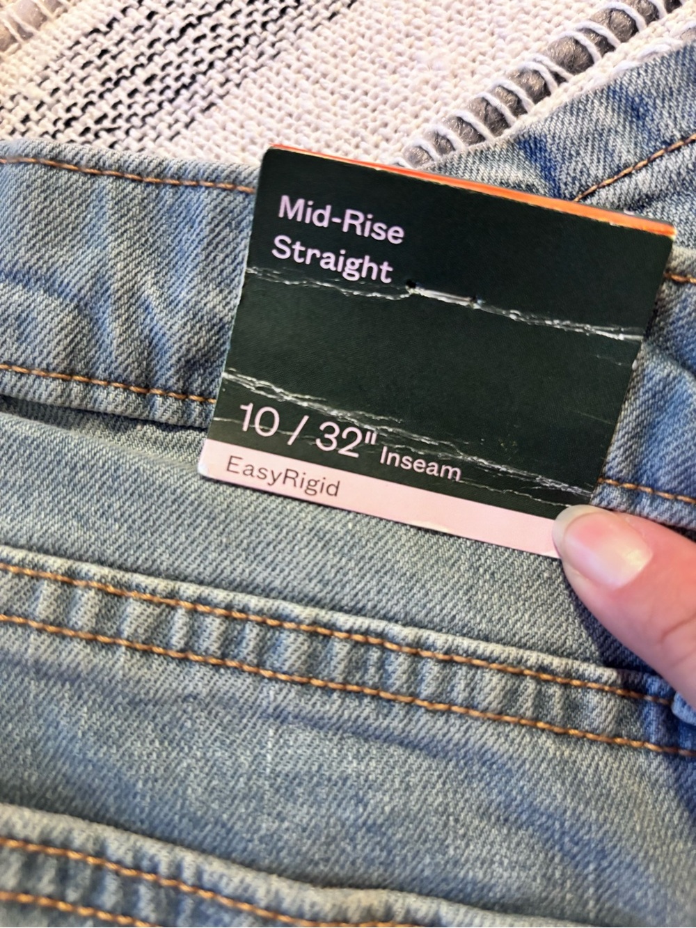 Women’s Distressed Blue Jeans - Mid-Rise Straight - Picture 9 of 13